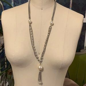 Long pearl chain necklace